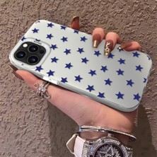 HONTINGA iPhone 14 Pro Max ile Uyumlu Kılıfı Silikon Kenar Sert Arka Anti Düşme Telefon Kılıfı Mavi Küçük Yıldız Desenli K1-0705