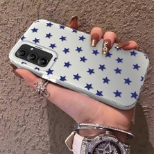 HONTINGA Samsung Galaxy A34 ile Uyumlu Kılıfı Silikon Kenar Sert Arka Anti Düşme Telefon Kılıfı Mavi Küçük Yıldız Desenli K1-0705