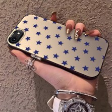 HONTINGA iPhone 7 ile Uyumlu Kılıfı Silikon Kenar Sert Arka Anti Düşme Telefon Kılıfı Mavi Küçük Yıldız Desenli K1-0705