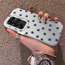 HONTINGA Samsung Galaxy S25 Ultra ile Uyumlu Kılıfı Silikon Kenar Sert Arka Anti Düşme Telefon Kılıfı Mavi Küçük Yıldız Desenli K1-0705