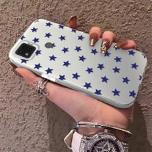 HONTINGA Poco C31 ile Uyumlu Kılıfı Silikon Kenar Sert Arka Anti Düşme Telefon Kılıfı Mavi Küçük Yıldız Desenli K1-0705