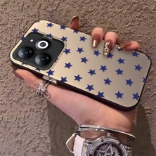 HONTINGA Infinix Smart 8 ile Uyumlu Kılıfı Silikon Kenar Sert Arka Anti Düşme Telefon Kılıfı Mavi Küçük Yıldız Desenli K1-0705