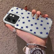 HONTINGA Infinix Smart 9 ile Uyumlu Kılıfı Silikon Kenar Sert Arka Anti Düşme Telefon Kılıfı Mavi Küçük Yıldız Desenli K1-0705