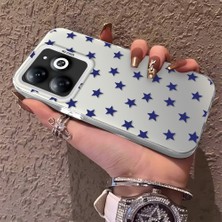 HONTINGA Tecno Spark 20C ile Uyumlu Kılıfı Silikon Kenar Sert Arka Anti Düşme Telefon Kılıfı Mavi Küçük Yıldız Desenli K1-0705