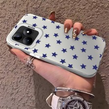 HONTINGA Realme C53 ile Uyumlu Kılıfı Silikon Kenar Sert Arka Anti Düşme Telefon Kılıfı Mavi Küçük Yıldız Desenli K1-0705