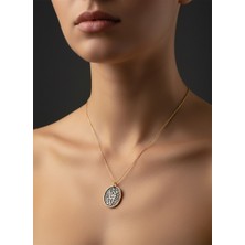 G&A Jewels Gizemli Güç 925 Ayar Gümüş Oksitli Yaldız (Altın) Kaplama Gümüş Kolye