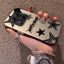 HONTINGA Poco X7 ile Uyumlu Kılıfı Silikon Kenar Sert Arka Anti Düşme Telefon Kılıfı Siyah Yıldız Desenli K1-0706