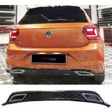 Özgürce Sport Difüzör ve Krom Egzos, Piano Black, Abs Plastik, Vw Polo Mk6 2018