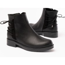 I Love Shoes Tarvix Siyah Arka Bağcık Aksesuarlı Fermuarlı Günlük Kadın Bot