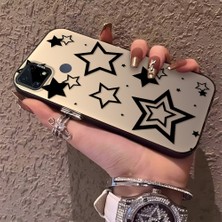 HONTINGA Realme C25 ile Uyumlu Kılıfı Silikon Kenar Sert Arka Anti Düşme Telefon Kılıfı Yıldızlar Desenli K1-0703