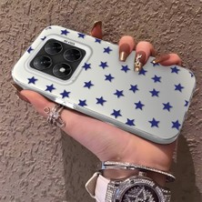 HONTINGA Poco X7 ile Uyumlu Kılıfı Silikon Kenar Sert Arka Anti Düşme Telefon Kılıfı Mavi Küçük Yıldız Desenli K1-0705
