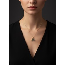 G&A Jewels Sırların Üçgeni 925 Ayar Gümüş Oksitli Yaldız (Altın) Kaplama Gümüş Kolye