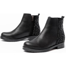 I Love Shoes Clorix Siyah Taş Aksesuarlı Fermuarlı Günlük Kadın Bot