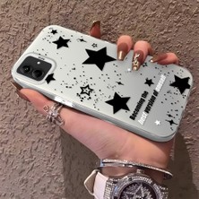 HONTINGA Samsung Galaxy A03 ile Uyumlu Kılıfı Yıldızlar Desenli Silikon Kenar Sert Arka Anti Düşme Telefon Kılıfı K1-0704