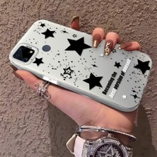 HONTINGA Realme C15 ile Uyumlu Kılıfı Yıldızlar Desenli Silikon Kenar Sert Arka Anti Düşme Telefon Kılıfı K1-0704
