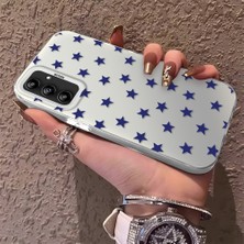 HONTINGA Samsung Galaxy A14 ile Uyumlu Kılıfı Silikon Kenar Sert Arka Anti Düşme Telefon Kılıfı Mavi Küçük Yıldız Desenli K1-0705