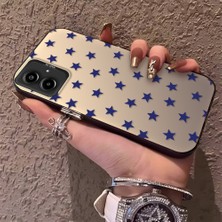 HONTINGA Samsung Galaxy A06 ile Uyumlu Kılıfı Silikon Kenar Sert Arka Anti Düşme Telefon Kılıfı Mavi Küçük Yıldız Desenli K1-0705