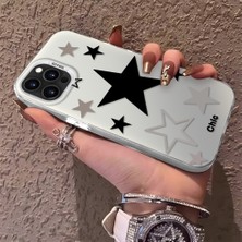 HONTINGA iPhone 14 Pro Max ile Uyumlu Kılıfı Silikon Kenar Sert Arka Anti Düşme Telefon Kılıfı Siyah Yıldız Desenli K1-0706