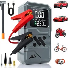 DS LLC Ally ST-9654 Taşınabilir Göstergeli Araç Lastik Şişirme ve Starter Akü Takviye SETI-(5775) Ds