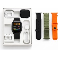 Normadia Şık Akıllı Saat 44 mm Erkek + 3 Kordon ve Kablosuz Kulaklık Seti