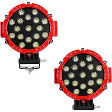 Özgürce Offroad Sis Lambası 17 Power Ledli 51W Kırmızı Çerçeve Takım 12-48V