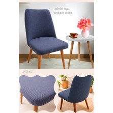UY STYLE Likrali Büyük Oval Sandalye Kılıfı,lastikli, Esnekli Sandalye Örtüsü Pitikare Desen 1 Adet