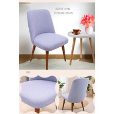 UY STYLE Likrali Büyük Oval Sandalye Kılıfı,lastikli, Esnekli Sandalye Örtüsü Pitikare Desen 1 Adet