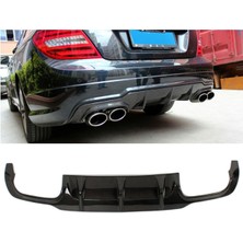 Özgürce W204 C63 Amg Uyumlu Siyah Çift Egzoz Difüzör Piyano Black Sağ ve Sol