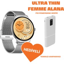 Normadia Ultra Thin Femme Akıllı Saat, Metal Kordon ve Powerbank Hediyeli