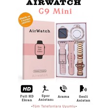 Normadia G9 Mini Kadın Akıllı Saat, 3 Kordon ve Bileklik Hediye, Tüm Telefonlara Uyum