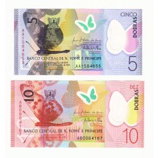 Urlanumis St.tome 5 ve 10 Doras Iki Polymer Banknot Çil