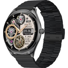 Normadia Şık Yuvarlak Çelik Kasa Akıllı Saat, Metal Kordon, Zarif ve Hafif Tasarım