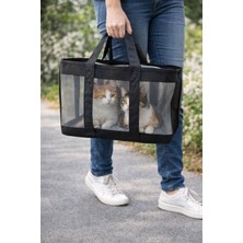 ZeniCat Premium Siyah Fileli Kedi Taşıma Çantası