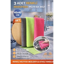 Fine Clean 3 Adet Sihirli Mikrofiber Kareli Mutfak Bezi Leke Tutmaz 40X40 cm