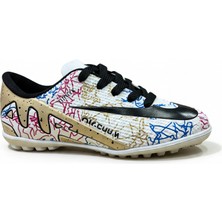 Modayak Walked Flet Beyaz & Siyah Çorapsız  Halı Saha Krampon Futbol Ayakkabısı