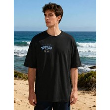 Hena Ocean Glow T-Shirt Oversize Siyah %100 Pamuklu Unisex