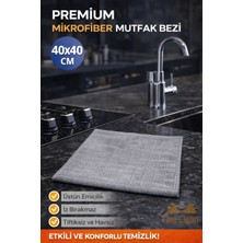 Fine Clean 1 Adet Gri Mikrofiber Kareli Toz ve Mutfak Bezi 40X40 cm