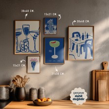 Persona Istanbul "the Cobalt Dinner Club" - 5'li Modern Mediterranean Poster Seti (Çerçevesiz)