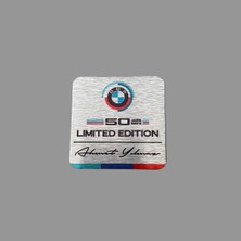 CRF Reklam Promosyon Matbaa Kişiye Özel Bmw Yeni Logolu 50. Yıl 50 Jahre Limited Edition Metal Etiket 6x6 cm Arkası Yapışkanlı