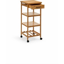 CopperWood Ahşap 3 Katlı Çekmeceli Tekerlekli Servis Arabası