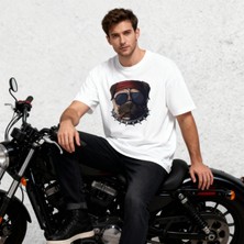 Hena Chill Dog - Kamp, Eğlence, Motorcu T-Shirt Beyaz