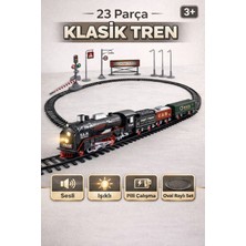 Trendzone Pilli Sesli Işıklı 23 Parça Klasik Tren Seti | Oval Raylı Oyuncak Tren 3+ Yaş