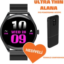 Normadia Ultra Ince Metal Kasa Yuvarlak Akıllı Saat ve Powerbank Hediyesi