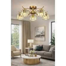 Esslight Miliç 5 Li Eskitme Plafonyer Kristal Taşlı Salon Mutfak Yatak Odası Avize