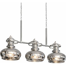 Noya Lighting Avize - Lüks Avize Modelleri - Gri Krom Cam Avize - Salon Yemek Masası Avizesi - 3 Başlıklı 110CM