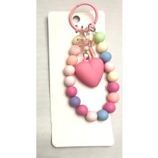 DNC Kalp Bag Charm Anahtarlık – Boncuklu Çanta Aksesuarı – Pembe ve Pastel Model Seçenekli Trend Çanta Süsü