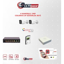 Hikvision 2 Kameralı 2 Mp Colorvu Ip Güvenlik Kamera Seti DS-2CD1027G2H-LIUF (Dahili Mikrofonlu)