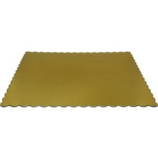 Omeyva Dikdörtgen Kalın Altın Pasta Kek Turta Altlığı Tabanı - 26X37 Cm. - 5 Adetlik Paket