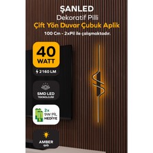 ŞANLED Dekoratif 40W Iç Mekan Siyah Kasa Amber Işık Rengi 115 cm Duvar Aplik Pilli 1 Adet