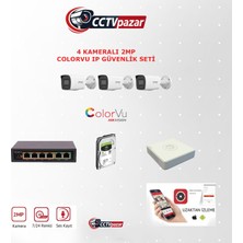 Hikvision 3 Kameralı 2 Mp Colorvu Ip Güvenlik Kamera Seti DS-2CD1027G2H-LIUF (Dahili Mikrofonlu)